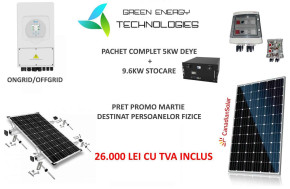 Sistem complet 5KW hibrid + 9.6 KWh stocare